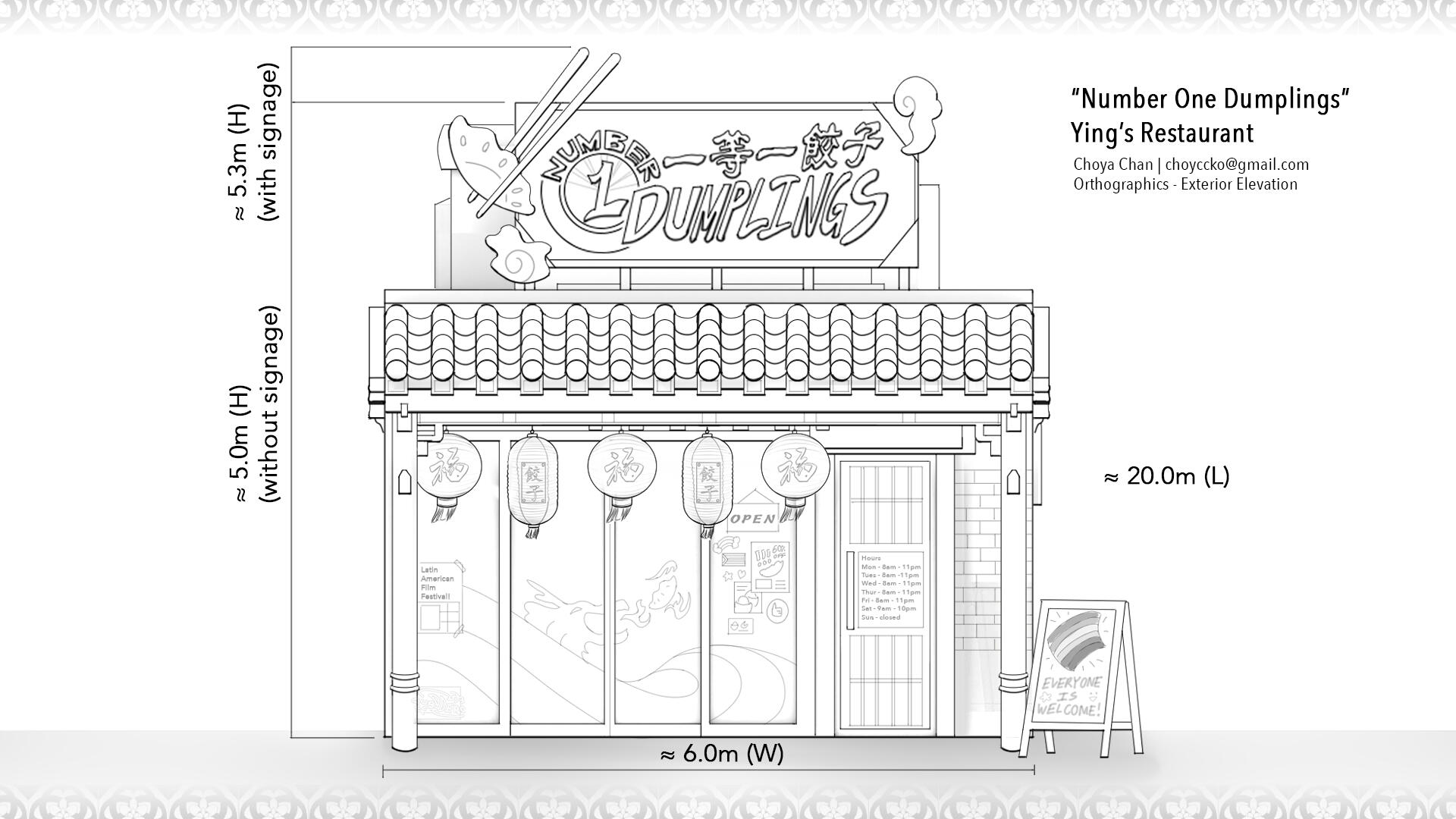 Number One Dumplings Orthographics Exterior Elevation Number One Dumplings Orthographics Exterior Elevation