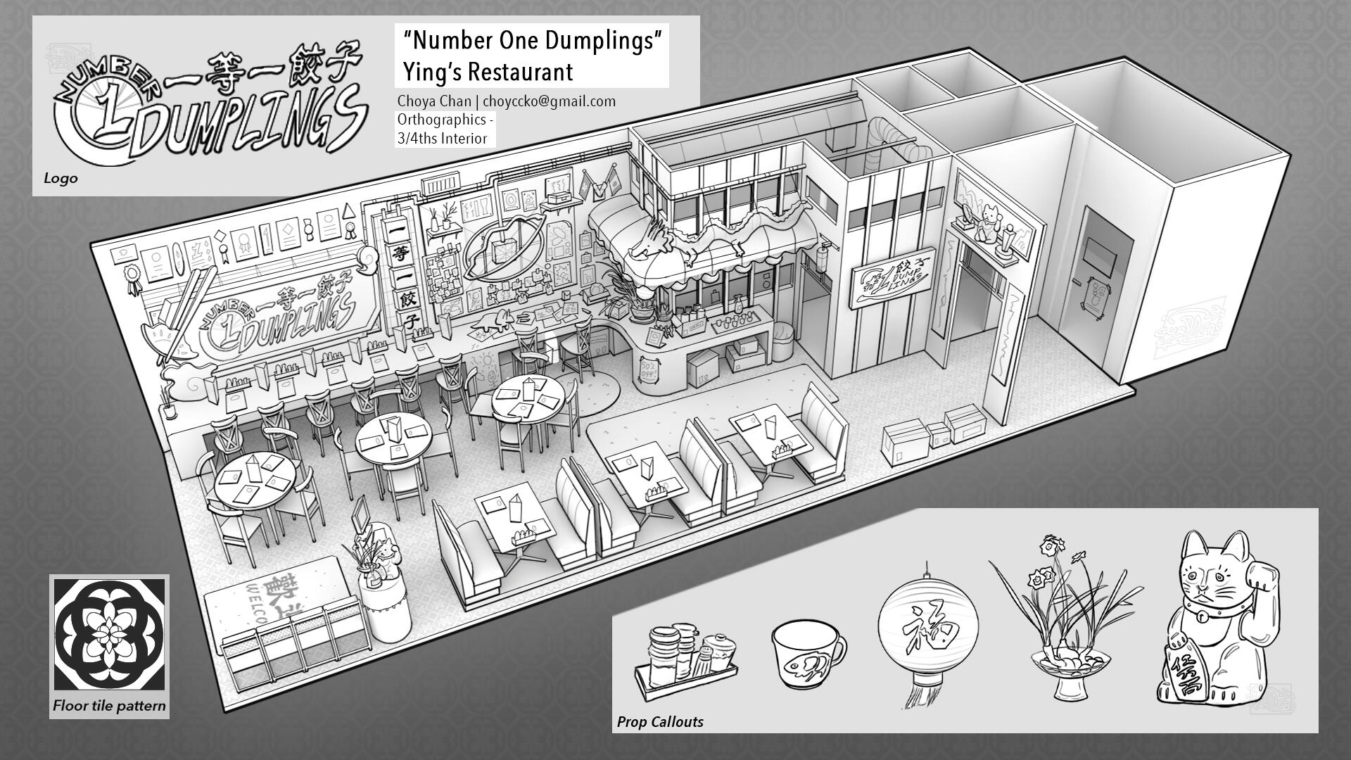 Number One Dumplings Orthographics 3/4ths Number One Dumplings Orthographics 3/4ths