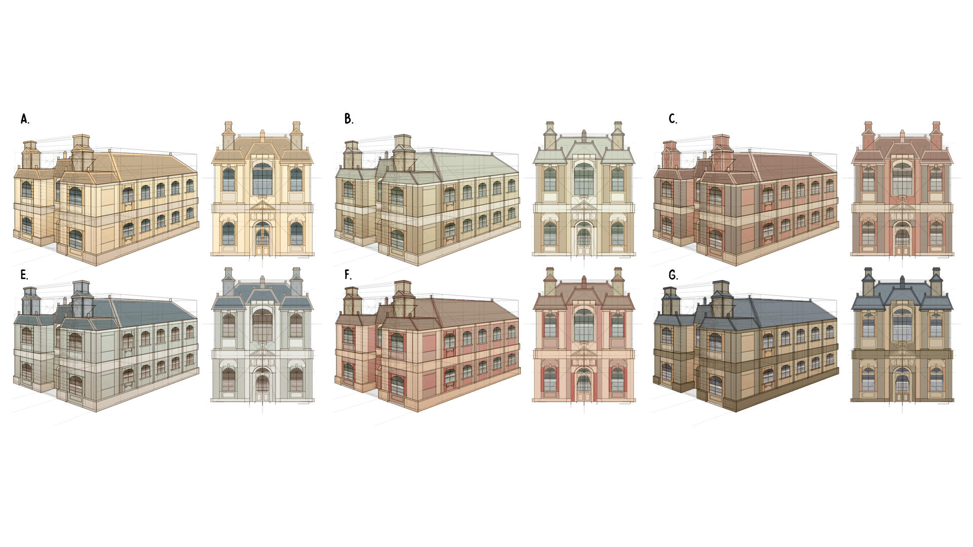 School exterior colour iterations
