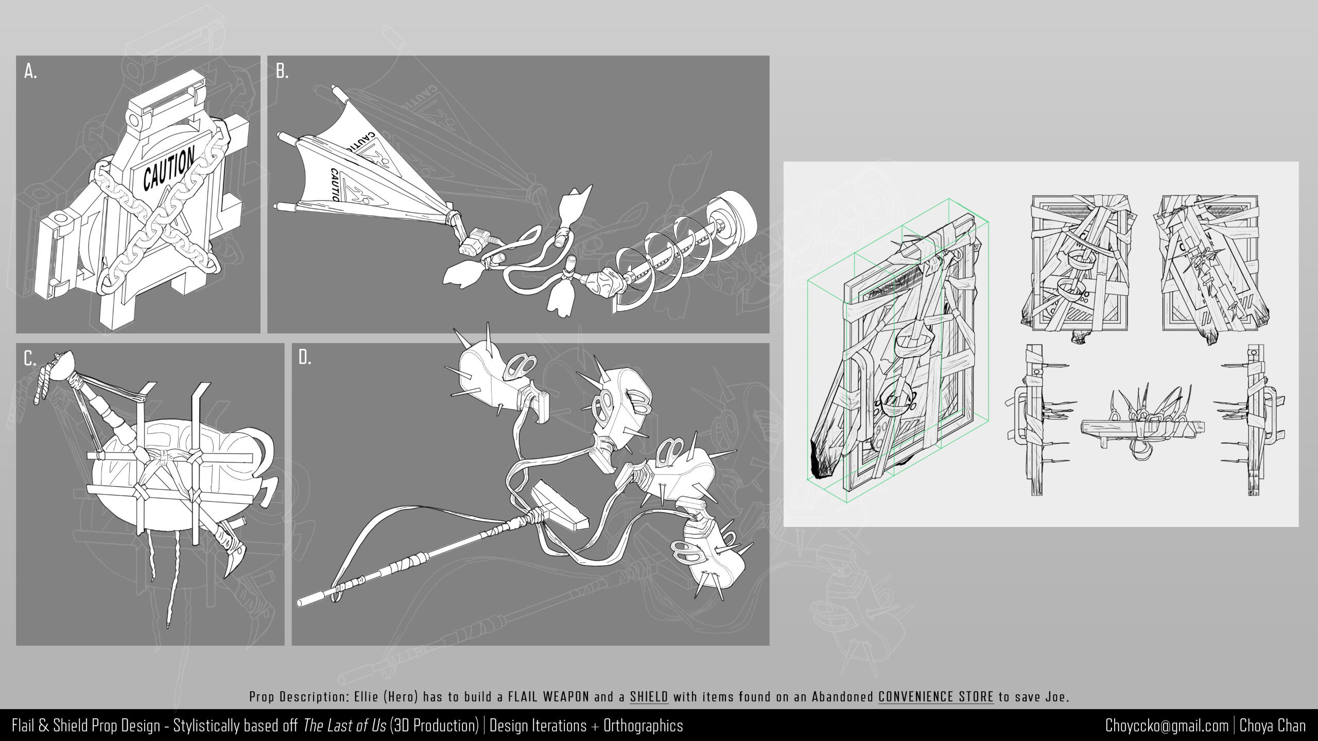 Convenience flail and shield prop turnarounds