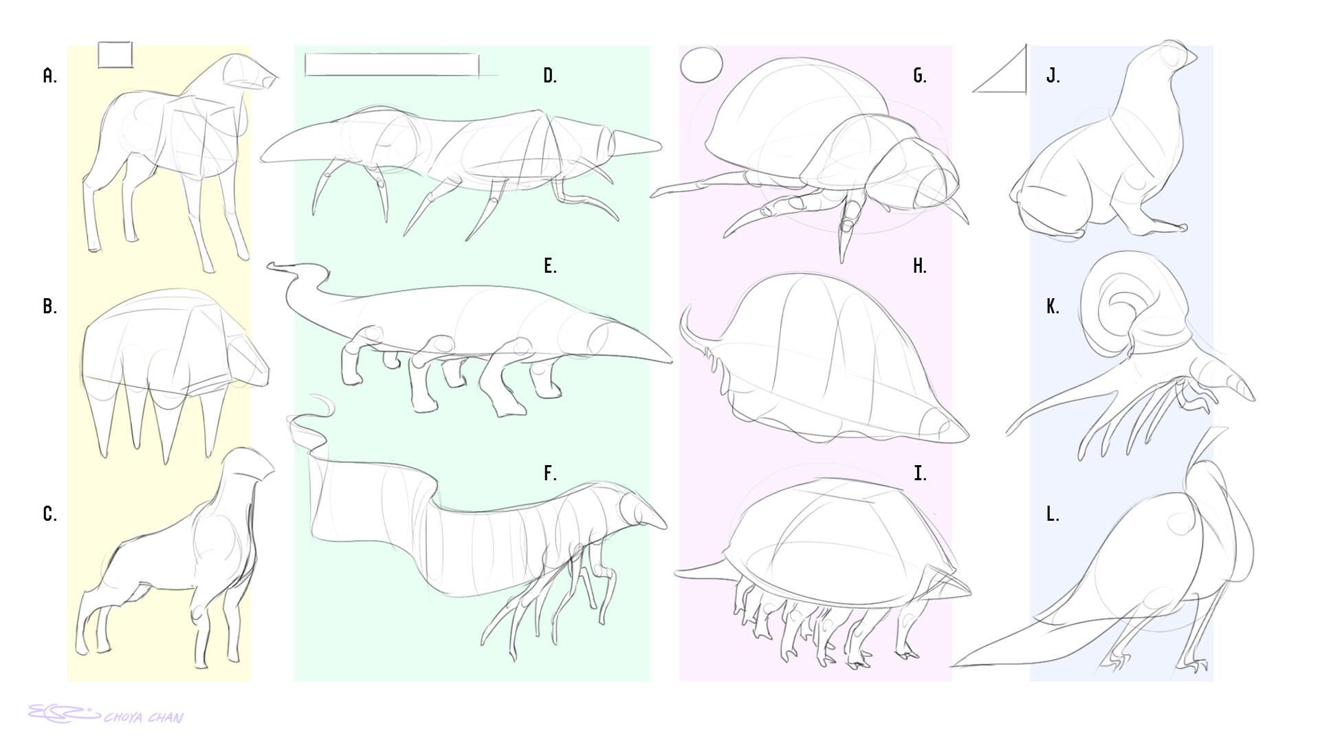 Creature body shape explorations Creature body shape explorations